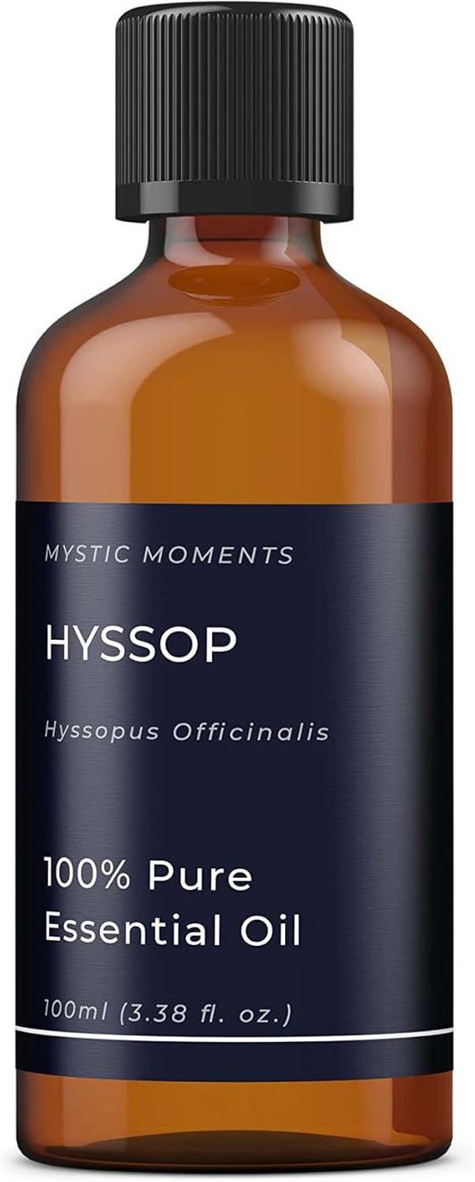 Mystic Moments | Hyssop Essential Oil 100ml - Pure & Natural oil for Diffusers, Aromatherapy & Massage Blends Vegan GMO Free