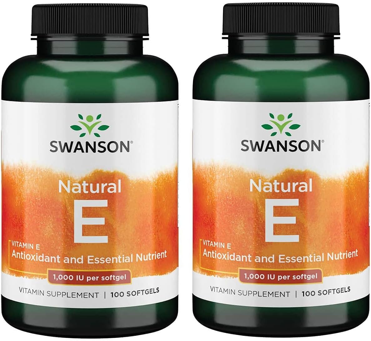 Swanson Vitamin E - Natural Vitamin Supplement Promoting Cardiovascular Health - Natural Formula Delivering Essential D-Alpha Tocopherols - (100 Softgels, 1000 Iu Each) 2 Pack