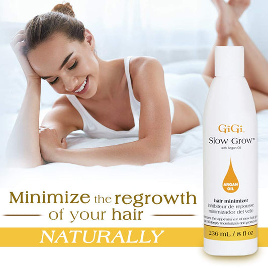 GiGi Slow Grow Hair Inhibitor Lotion with Argan Oil, Hair Regrowth Minimizer, Men and Women, 8 oz, 1-pack