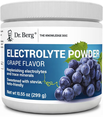 Dr. Berg Hydration Keto Electrolyte Powder - Enhanced w/ 1,000mg of Potassium & Real Pink Himalayan Salt (NOT Table Salt) - Grape avor Hydration Drink Mix Supplement - 50 Servings