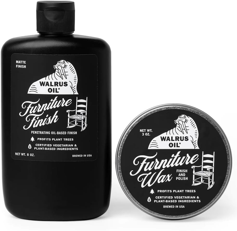 Walrus Oil - Furniture Finish and Furniture Wax Set. for Finishing, Restoring, and Polishing Wood Surfaces