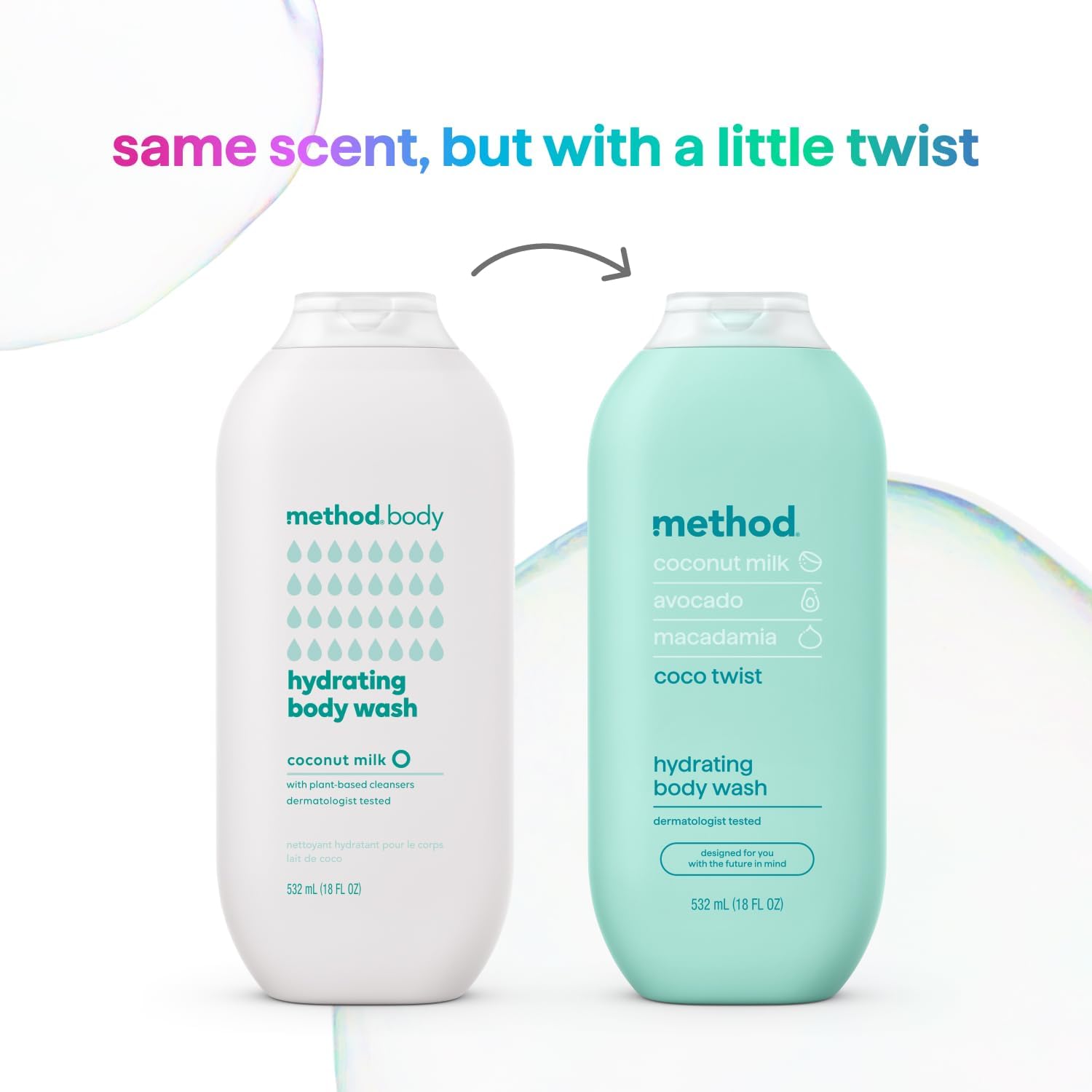 Method Body Wash, Coco Twist, Coconut Milk + Avocado + Macadamia Notes, 18Oz