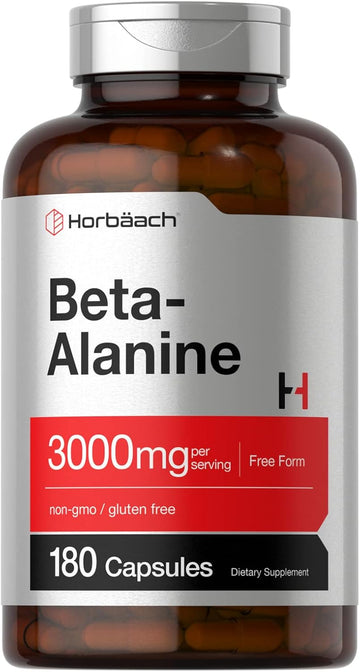 Horbäach Beta Alanine Capsules 3000Mg | 180 Count | Carnosyn | Non-Gmo, Gluten Free Supplement