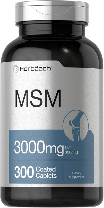 Horbäach Msm Supplement | 3000Mg | 300 Coated Caplets | Methylsulfonylmethane With Calcium | Vegetarian, Non-Gmo, Gluten Free