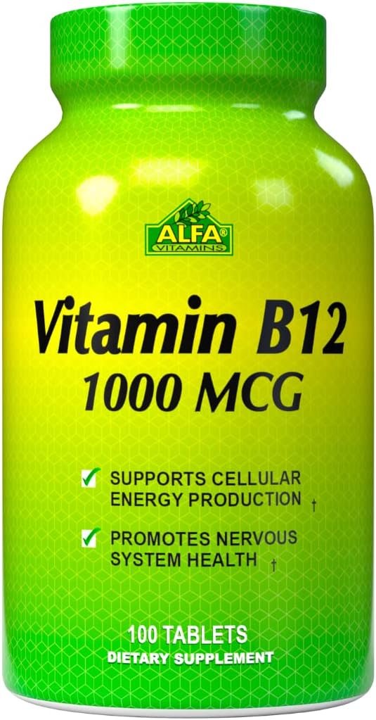 ALFA VITAMINS Vitamin B12 1000 Mcg 100 Tablets. Immune System. Nerves and Brain Health. Metabolism