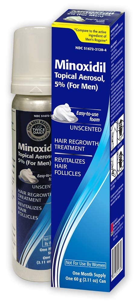 Taro Minoxidil Topical Aerosol Foam, 5%, Hair Regrowth 2 Months Treatment For Men, 2.11 Oz (2 Pack)