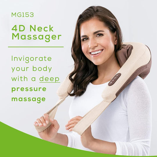 Beurer Shiatsu Neck and Back Massager with Heat | 4D Kneading Deep Tis