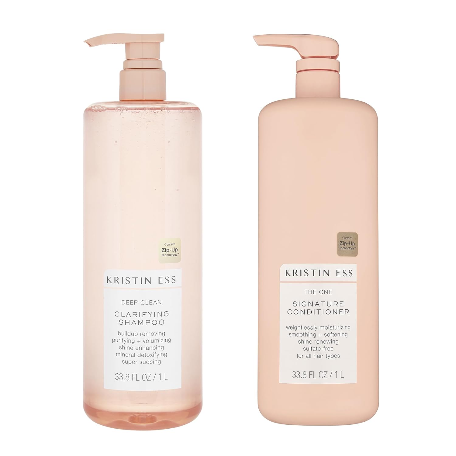 Kristin Ess Hair Deep Clean Clarifying Shampoo + Signature Conditioner Set For Build Up, Dirt And Oil On Hair And Scalp, Condition + Detox Oily Hair, Vegan, 33.8 Fl Oz