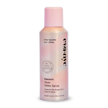 Eva Nyc Kweeen Silver Hair And Body Glitter Spray - Adds Shine & Glitter - Lightweight, Buildable + Biodegradable Formula - Non-Sticky, Quick Drying Shimmer Spray - Warm Vanilla Scent - 4.9 Oz