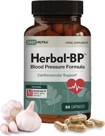 Herbal-Bp Natural Blood Pressure Supplement For Circulatory Health | Grape Seed Extract, Garlic, Hawthorn, Olive Leaf & Ashwagandha (90 Capsules)