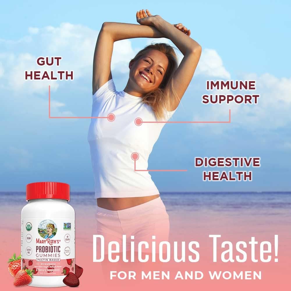 MaryRuth Organics Super Greens Gummies & USDA Adult Organic Probiotic Gummies | Super Greens Powder in a Gummy, with Full Serving of Veggies | Digestive Support, Immune Support, Gut Health : Health & Household