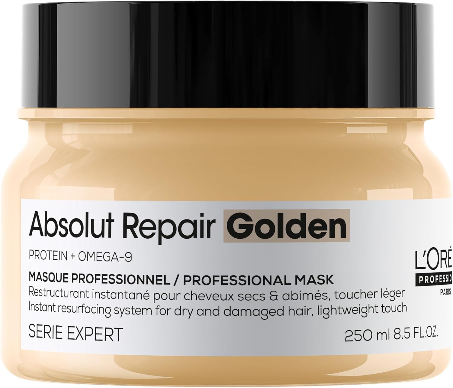 L’Oréal Professionnel Golden Lightweight Mask, With Protein And Gold Quinoa For Fine-Medium Dry And Damaged Hair, Serie Expert Absolut Repair, 250 Ml