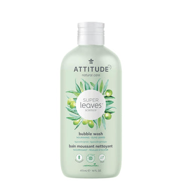 Attitude Bubble Bath, Ewg Verified, Plant And Mineral-Based, Dermatologically Tested, Vegan Body Care Products, Olive Leaves, 16 Fl Oz