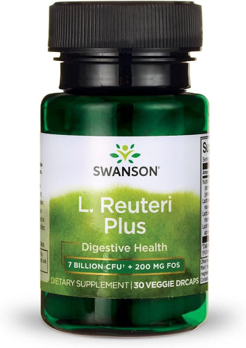 Swanson L. Reuteri Probiotic Plus W/L. Rhamnosus L. Acidophilus & Fos Prebiotic Digestive Support - Promotes Gut Health W/ 7 Billion Cfu Per Capsule - (30 Veggie Capsules)