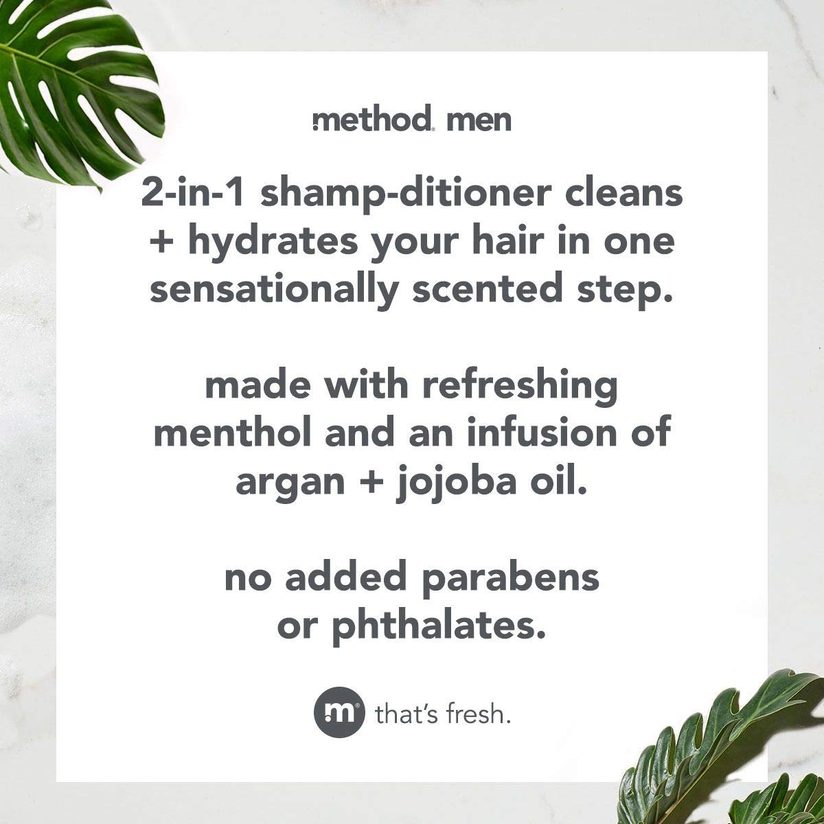 Method Men 2-in-1 Shampoo + Conditioner; Cedar + Cypress; Pack Of 6; Cedar & Cypress; 6 Count : Beauty & Personal Care