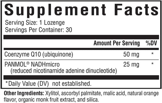 Seeking Health Energy Nutrients - Formerly NADH + CoQ10, 25 mg NADH + 25 mg CoQ10 to Support Natural Energy and Healthy Aging, Antioxidant Support, Memory and Focus Support (30 lozenges)