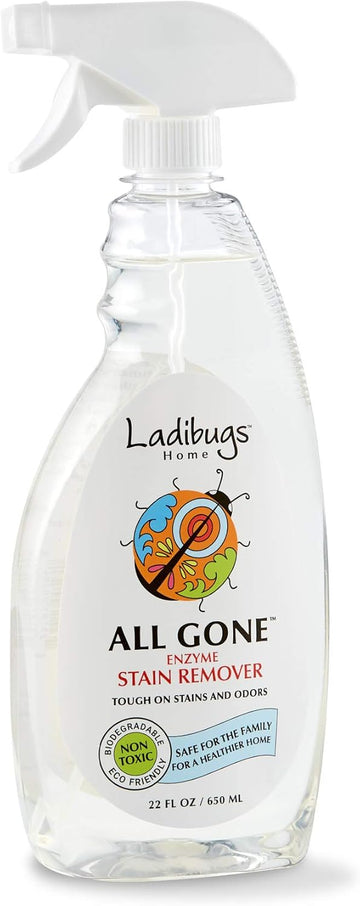 Ladibugs Natural Enzyme Stain & All Gone Spot Remover Spray, 22Oz | Eliminate Tough Stains & Odors | Non-Toxic & Biodegradable Formula