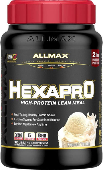 ALLMAX HEXAPRO, French Vanilla - 2 lb - 25 Grams of Protein Per Servin