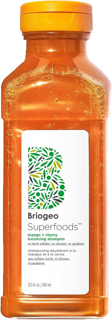 Briogeo Superfoods Mango + Cherry Oil Control & Balancing Shampoo, Replenish Dull, Dry Hair And Balance Oil, Vegan, Phalate & Paraben-Free, 369Ml