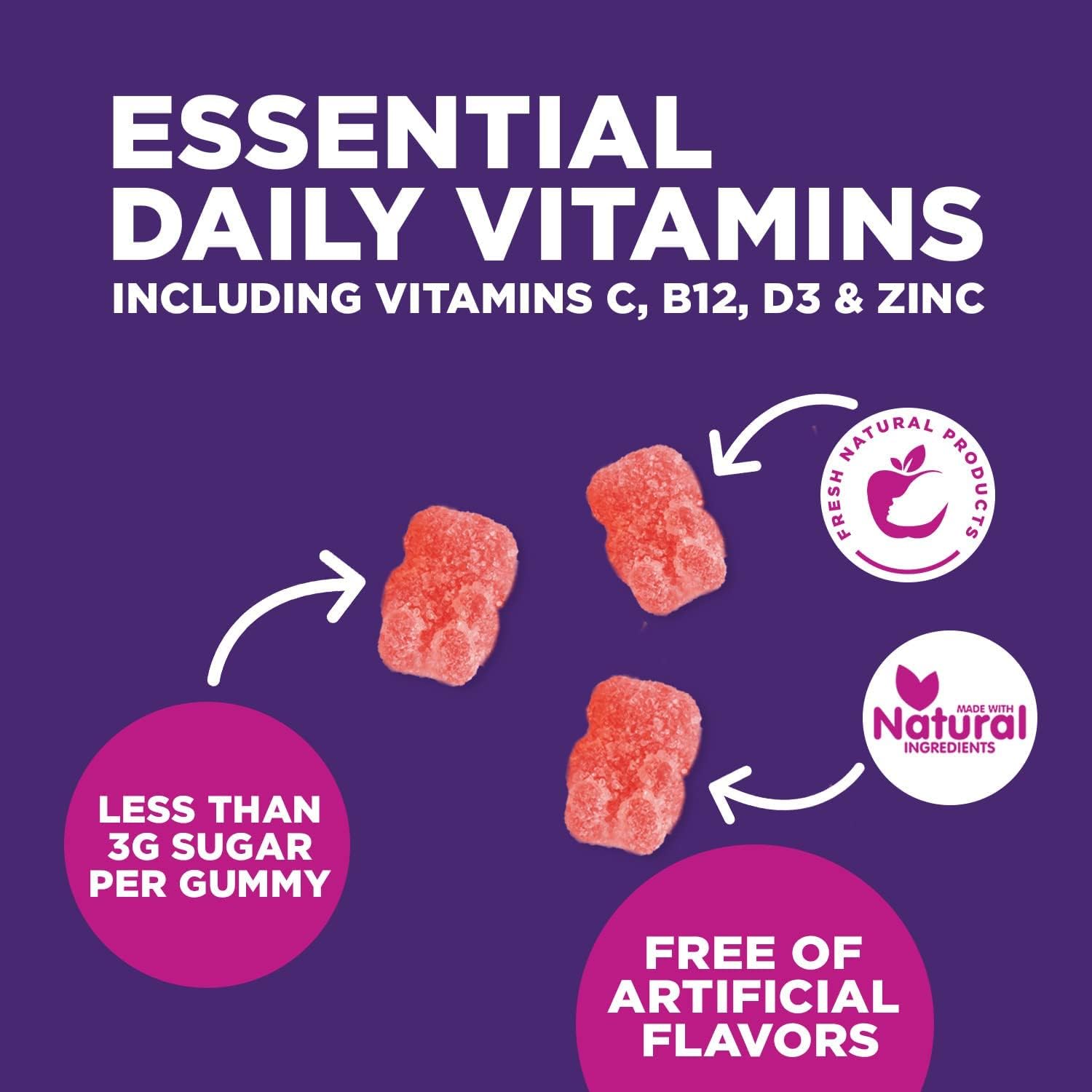 Multivitamin Gummies - Nature's Daily Gummy Multivitamins for Adults, Women & Men with Vitamins A, C, E, B6, B12, and Minerals - Natural Multi Vitamin Supplement, Non-GMO, Berry Flavor - 120 Gummies : Health & Household