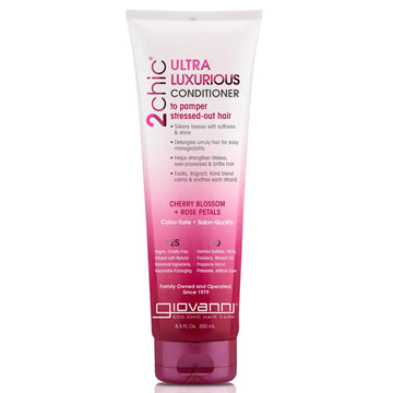 Giovanni 2Chic Ultra-Luxurious Conditioner - Calms & Smooths Curly & Wavy Hair, Silkens Tresses, Strengthens Over Processed Hair, Helps Detangle, Color Safe, Cherry Blossom & Rose Petals - 8.5 Oz