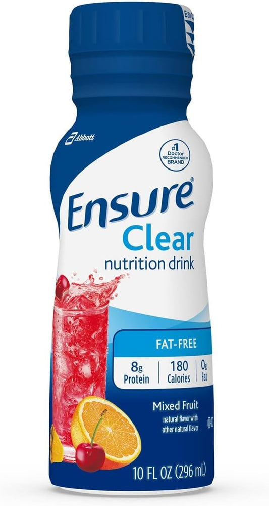 Ensure Clear Nutrition Liquid Drink, 0G Fat, 8G Of Protein, Mixed Fruit, 10 Fl Oz (Pack Of 12)