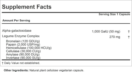 Andrew Lessman Bean And Vegetable Gas Relief 240 Capsules - Natural Enzyme Complex Reduces Gas, Bloating From Beans, Cruciferous Vegetables, Fruits, Grains And Other Foods. Gentle And Effective