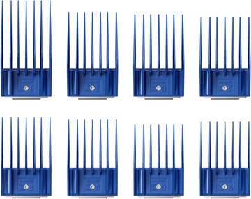 Andis 13105 8-Piece Universal Attachment Snap-On Comb Set; Sizes: 5/8", 11/16", 3/4", 13/16", 7/8", 15/16", 1", 1-1/4", Blue