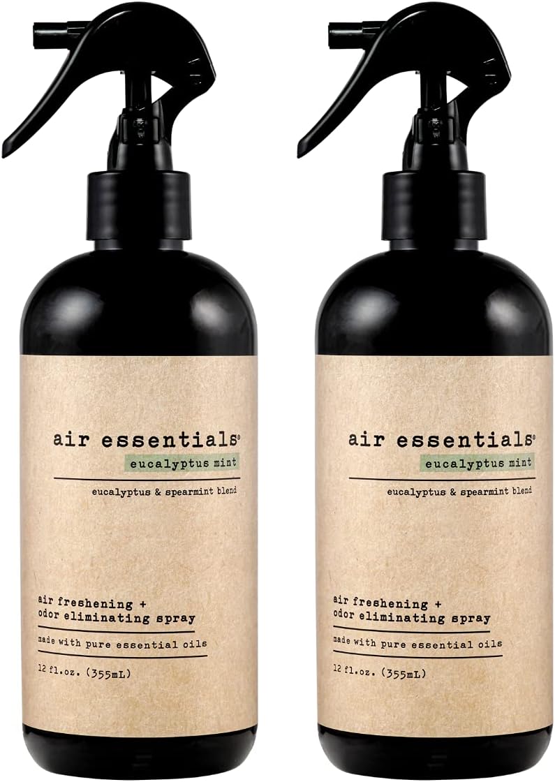 Air Essentials Air Freshener & Odor Eliminator Spray - Made with Pure Essential Oils - Eucalyptus Mint - 12 Ounce - 2 Pack