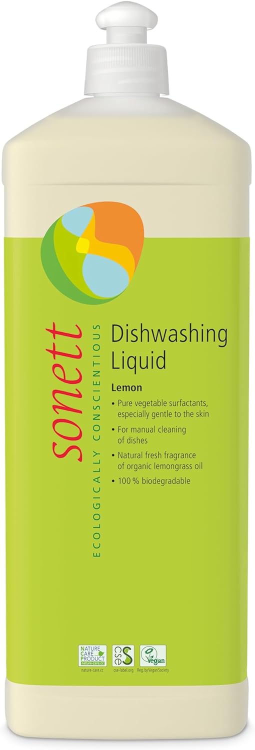 Sonett Organic Dishwashing Liquid Organic 100% Biodegradable (Lemon, 34 Fl.Oz (1 Count))