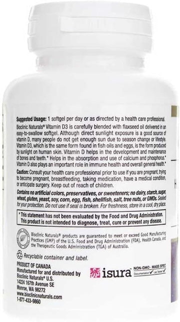 Bioclinic Naturals Vitamin D3 2,000 I.U. 180 Softgels