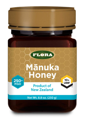 Flora - Mnuka Honey Mgo 250+/10+ Umf, New Zealand Honey, 100% Traceable Mgo,Natural Healing, Sore Throat Relief, Aids Digestion, 8.8-Oz. Jar