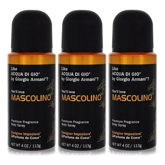 Parfums De Coeur Bod Man Mascolino Fragrance Body Spray For Men 4 Oz (3) : Beauty & Personal Care