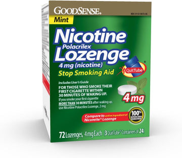 Goodsense Nicotine Polacrilex Lozenge 4 Mg (Nicotine), Mint Flavor, Stop Smoking Aid; Quit Smoking With Nicotine Lozenge, 72 Count