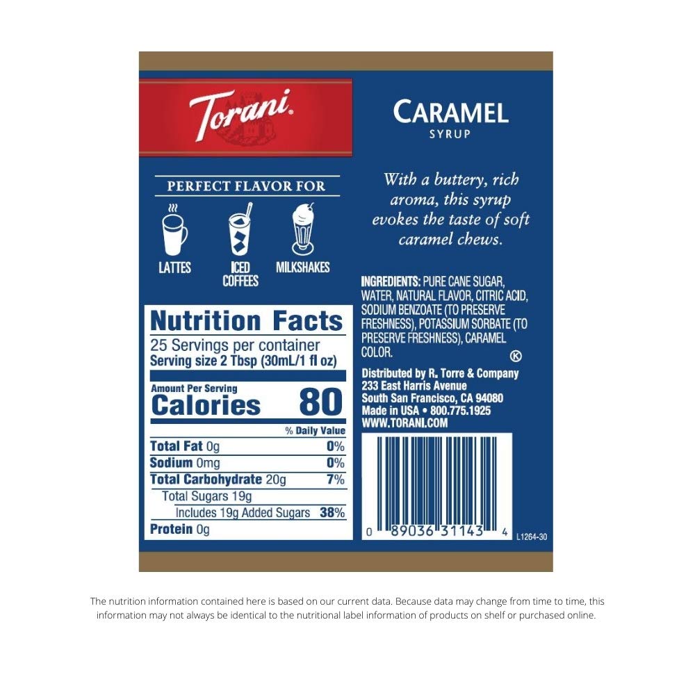 Torani Syrup, Caramel, 25.4 Ounces (Pack Of 4)