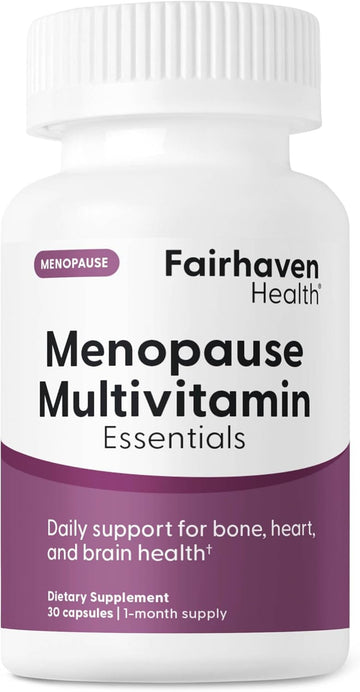 Fairhaven Health Menopause Relief Multivitamin Essentials | Hormone Free Menopause Supplements For Women | Methylated Multivitamin For Women 50 And Over | Hot Flash Relief* | Non-Gmo | 30 Capsules