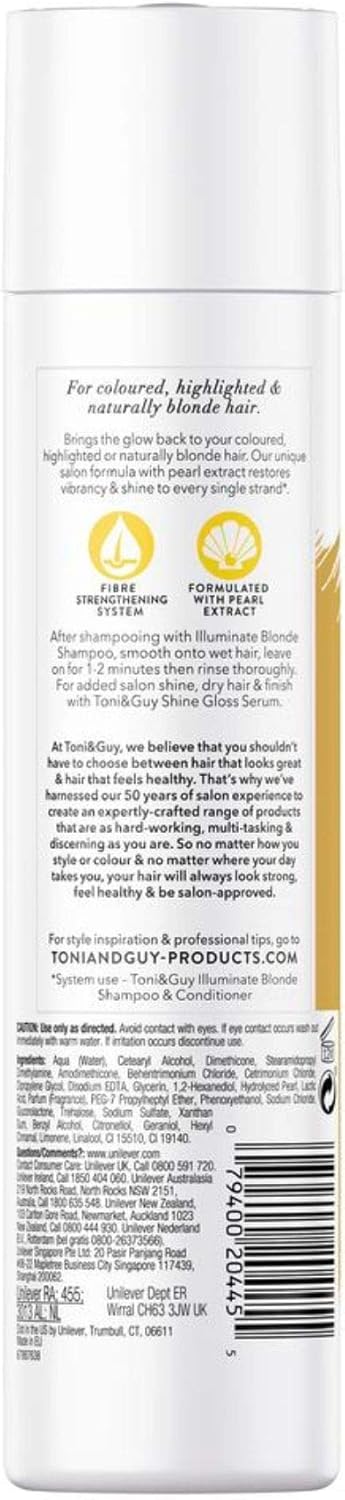 Toni & Guy Illuminate Blonde Conditioner To Enhance Shine For Coloured, Highlights And Natural Blonde Hair, 250Ml