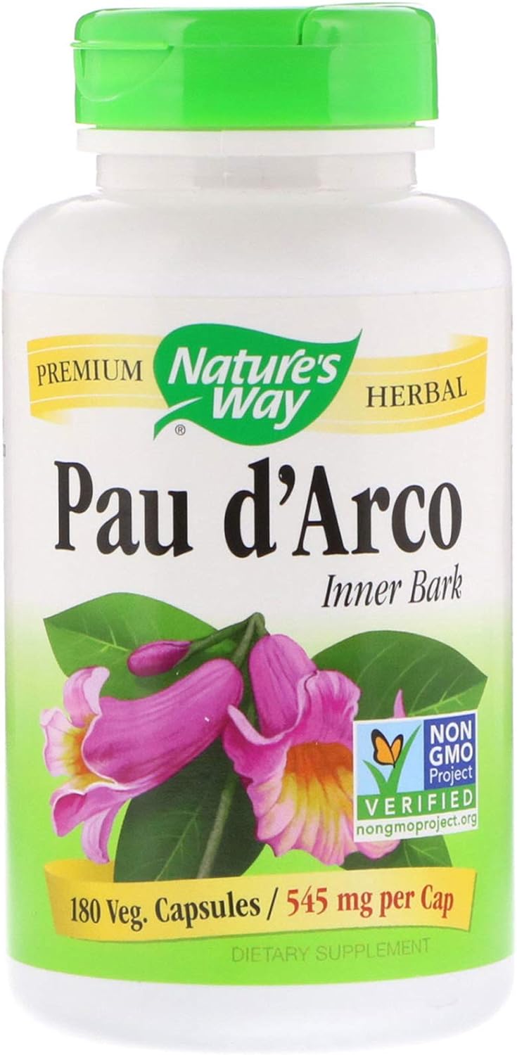 Nature's Way Premium Herbal Pau d?Arco Inner Bark 545 mg per Capsule, 180 Vcaps, Pack of 4