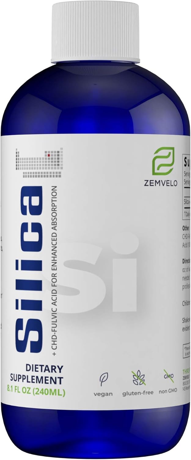 Liquid Ionic Silica - Hair, Skin & Nails Nutrition | Collagen Support | Joint Support For Health Tendons & Cartilage | 8 Oz, 48 Day Supply