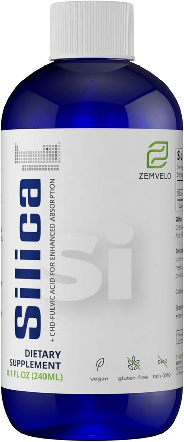 Liquid Ionic Silica - Hair, Skin & Nails Nutrition | Collagen Support | Joint Support For Health Tendons & Cartilage | 8 Oz, 48 Day Supply