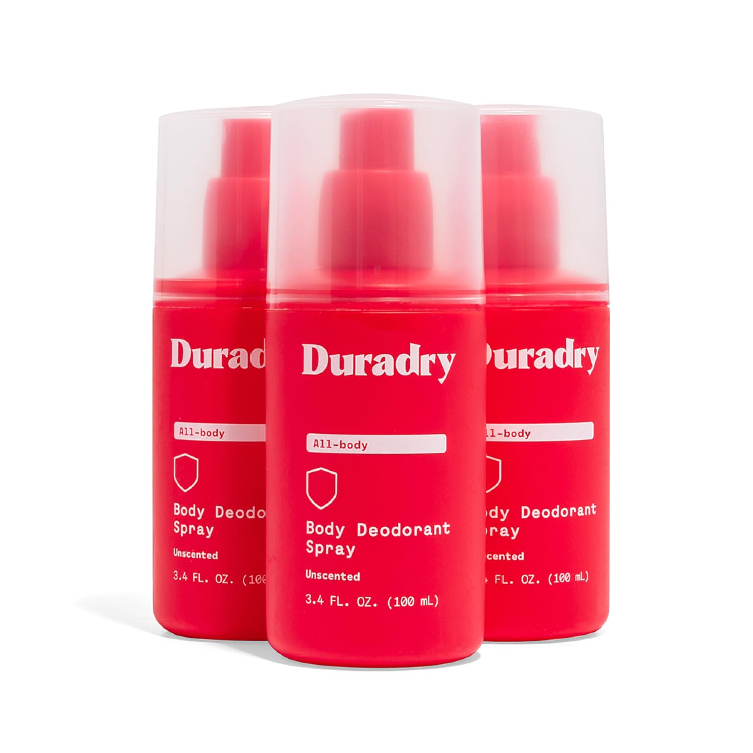 Duradry Body Deodorant Spray - Aluminum Free Deodorant, Prevent And Eliminate Any Body Odor Naturally - Unscented, 3.4 Fl Oz (Pack Of 3)