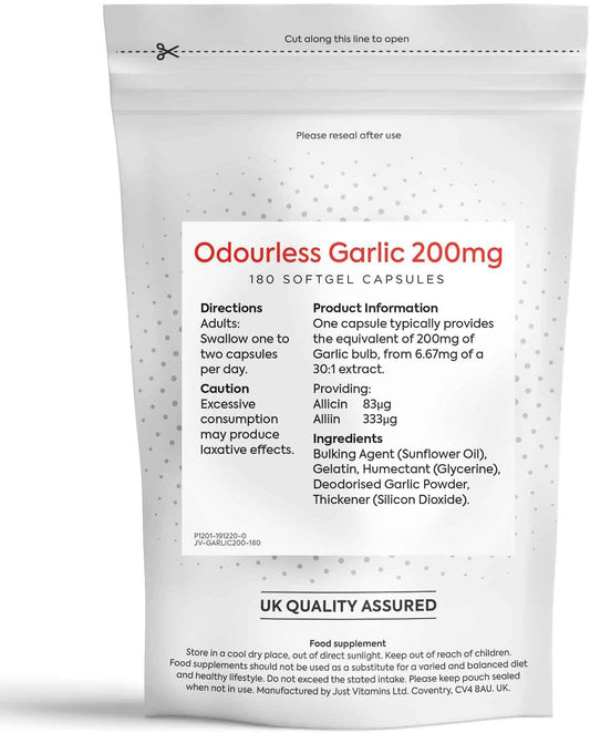 Just Vitamins Odourless Garlic 200Mg 180 Capsules