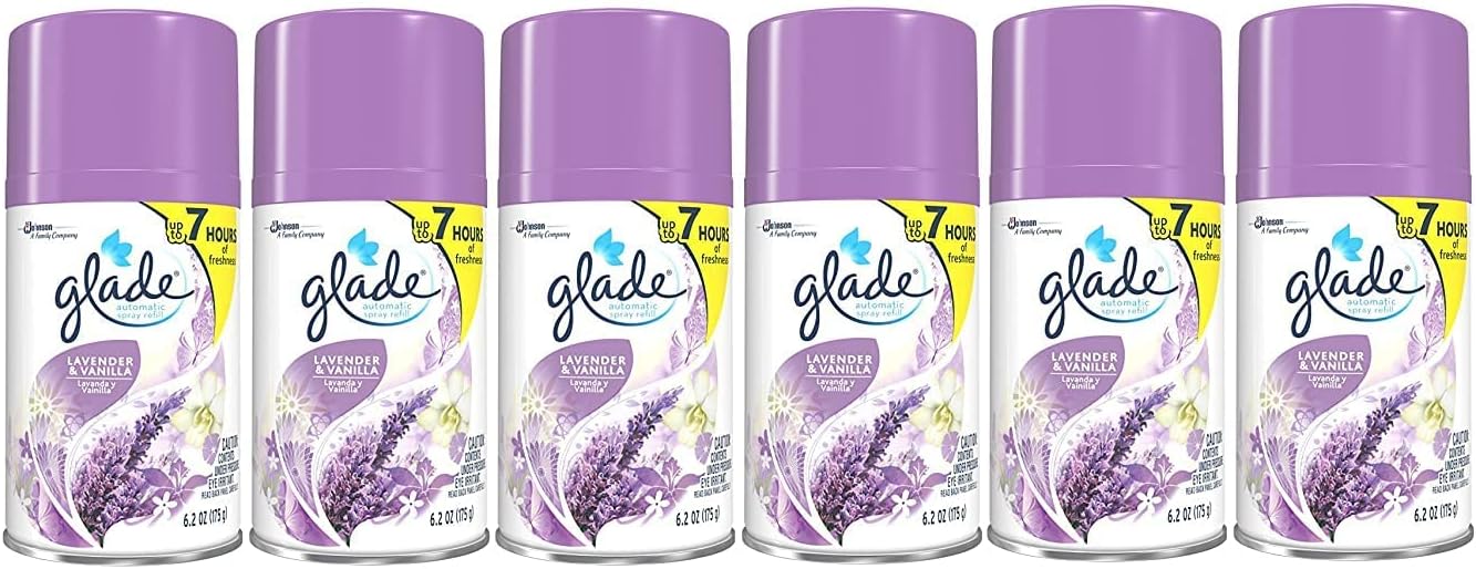 Glade Automatic Spray Refill, Lavender & Vanilla, 6.2 oz, (Pack of 6)