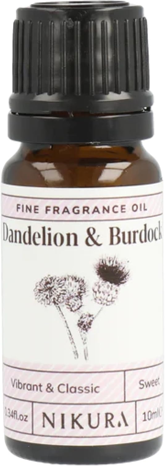 Nikura Dandelion & Burdock Fine Fragrance Oil - 10Ml | Perfect For Soap Making, Candle Making, Wax Melts, Diffuser, Burner | Great For Use In Bath Bombs, Perfume Oil, Perfume Scents | Vegan & Uk Made