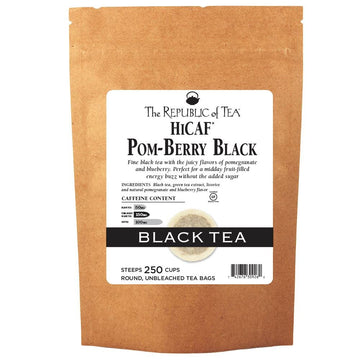 The Republic Of Tea Hicaf Pom-Berry Black Tea, 250 Tea Bags, High Caffeine Pomegranate Blueberry Tea