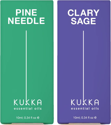 Pine Essential Oils For Diffuser & Sage Oil For Skin Set - 100% Natural Aromatherapy Grade Essential Oils Set - 2X0.34 Fl Oz - Kukka