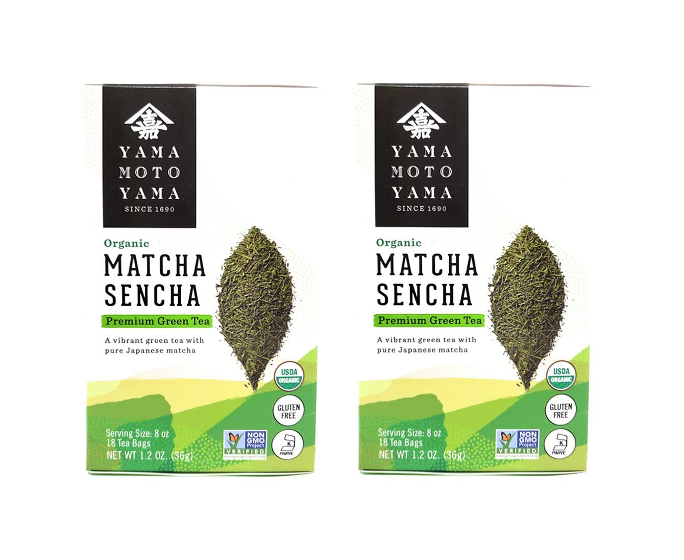 Yamamotoyama Organic Matcha Sencha Premium Green Tea (2 Pack, Total Of 16Oz)