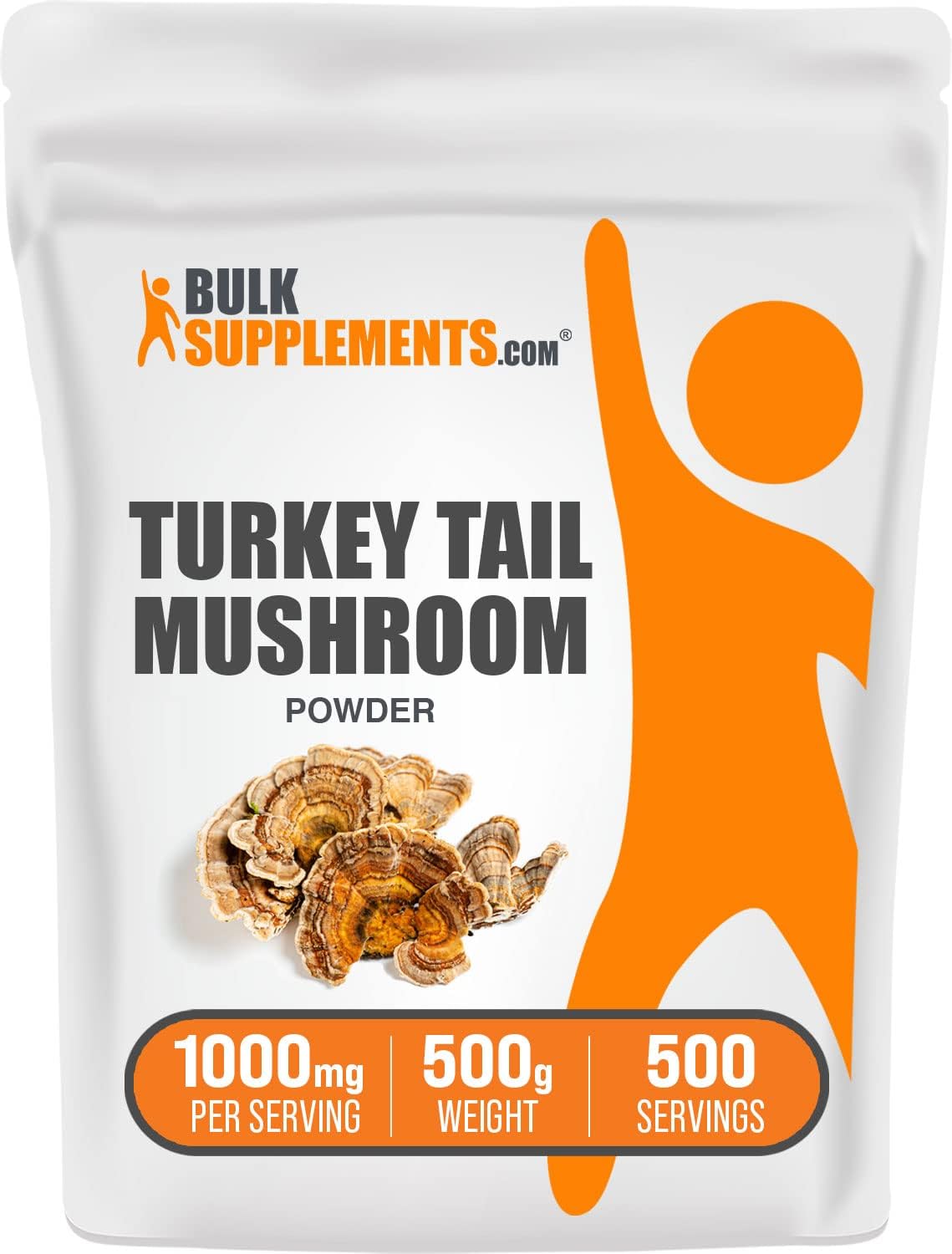 BulkSupplements.com Turkey Tail Mushroom Extract Powder - Coriolus Versicolor Extract, Turkey Tail Mushroom Powder - Vegan & Gluten Free, 1000mg per Serving. 500g (1.1 lbs) (Pack of 1)