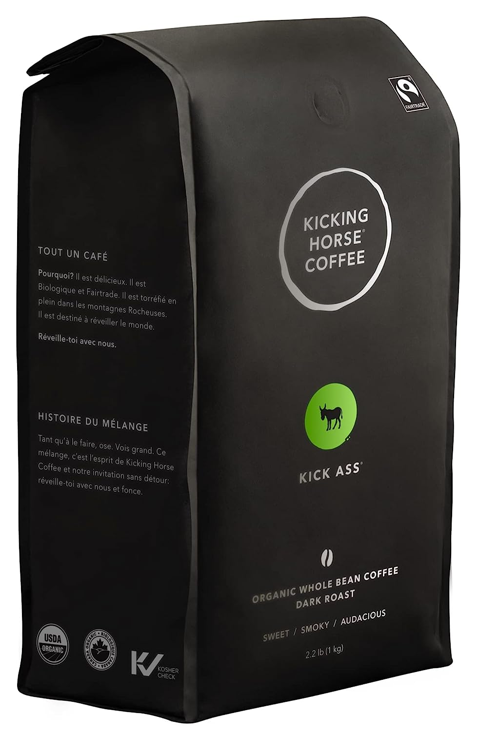 Kicking Horse Coffee, Kick Ass, Dark Roast, Whole Bean, Certified Organic, Fairtrade, Kosher Coffee, 2.2 Lb, 35.2 Ounce