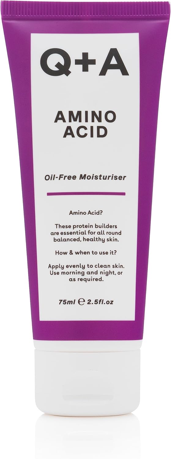 Q+A Amino Acid Oil-Free Moisturiser With L-Arginine, Glycerin, And Niacinamide - Hydrates, Rebalances, And Promotes Clearer Complexion - Lightweight Formula For Healthy Skin Glow (75Ml)